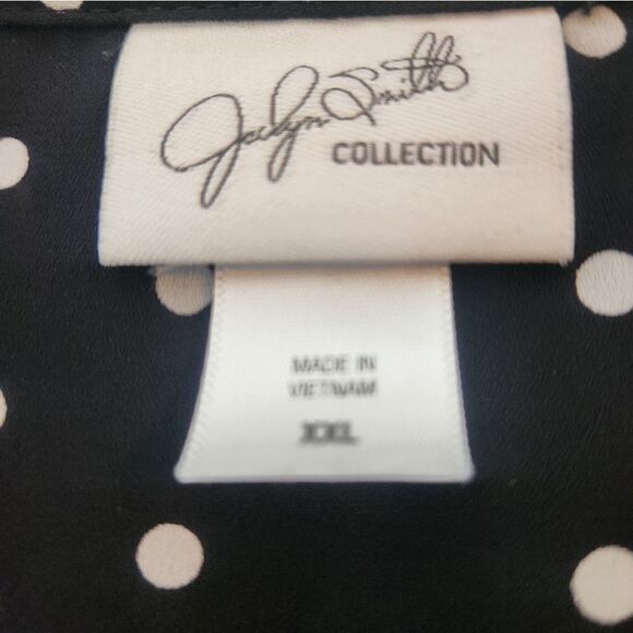 Jaclyn Smith collection XXL BlackWhite LngSlvs V-neck Collar Women’s Top Blouse - Picture 2 of 8